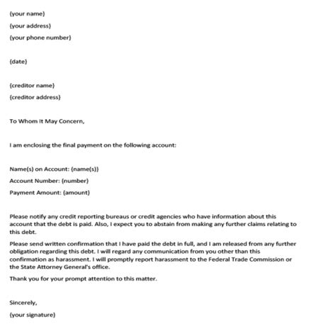 Free Debt Release Letter After Final Payment Template And Example