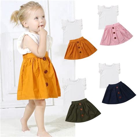 2019 2pcs Toddler Kids Baby Girl Topsshort Skirt Outfit Princess Dress