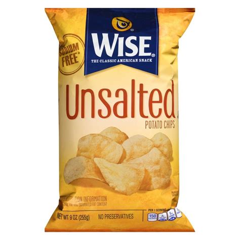 Wise Unsalted Potato Chips 9oz Potato Chips Chips American Snacks