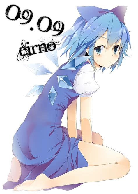 Safebooru Arm Support Back Barefoot Blue Dress Blue Eyes Blue Hair Bow Character Name Cirno