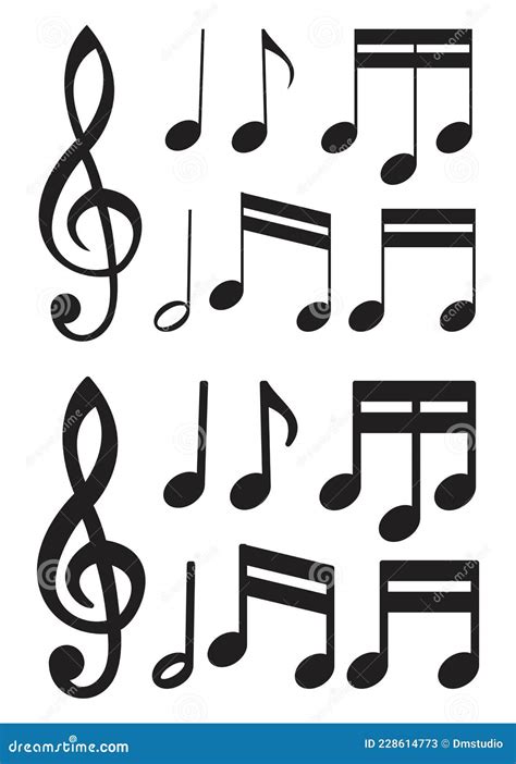 Vector Set Of Black And White Music Notes Abstract Illustration Of