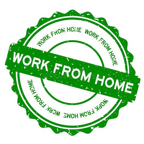 Grunge Green Work From Home Word Round Rubber Stamp On White Background