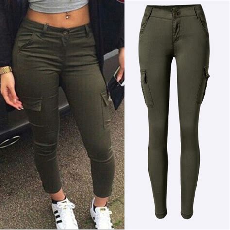 מוצר 2016 new fashion army green jeans women sexy low rise ladies skinny jeans slim femme plus