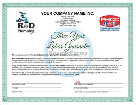 Plumbing Warranty - Workmanship Certificate - Guarantee | Plumbing logo