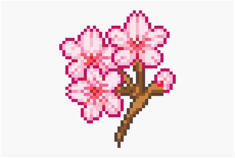 Cherry Blossom Easy Pixel Art Idea Transparent Cartoon Free