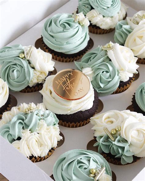 Fathers Day Cupcakes Sage Green Cupcakes Blue And White Cupcakes