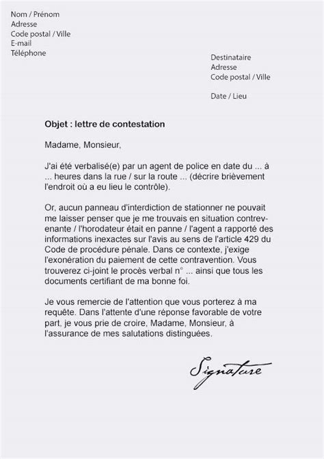 Comment Ecrire Une Lettre De Contestation D Amende Modele De Lettre Type