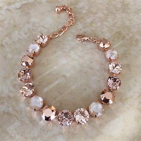 Necklace Or Bracelet Swarovski Nude Rose Gold Ivory Cream Etsy Fancy