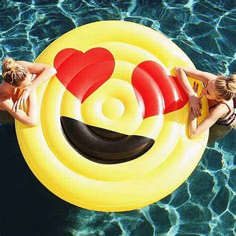 142cm Water Toys Inflatable Emoji Pool Float Toys Outdoor Fun Sports Inflated Ride On Air