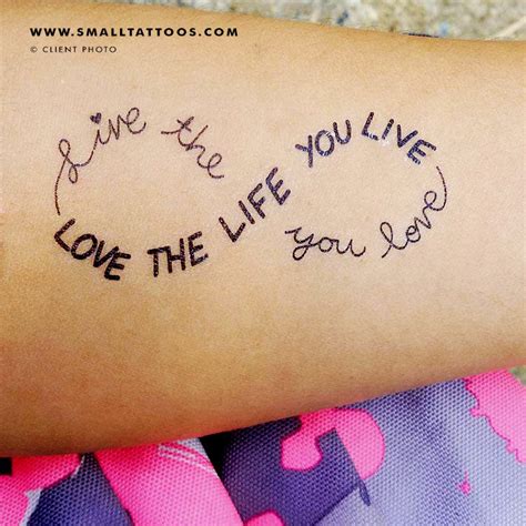 Live The Life You Love Infinity Temporary Tattoo Set Of 3 Small Tattoos