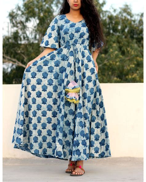 Indigo Floral Print Maxi Dress By Label Shivani Vyas The Secret Label