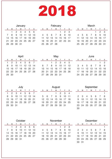2018 Calendar Printable Activity Shelter