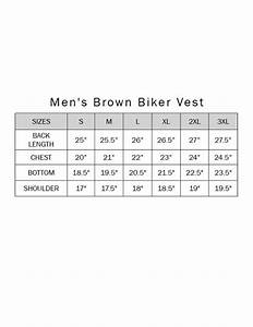  Brown Leather Vest Sizing Chart
