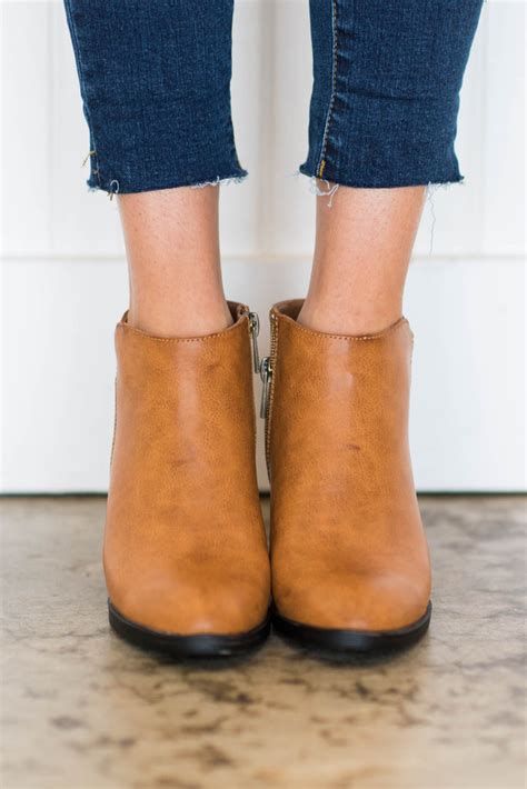 Solid Short Heeled Booties Tan Shop The Mint