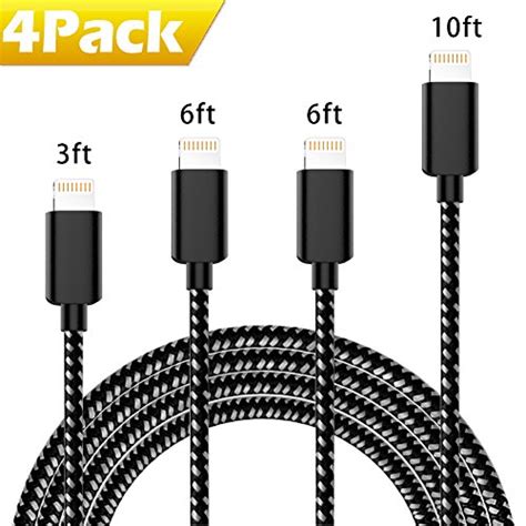 Charger adapter for iphone 4 4s 3gs to micro usb connector 4 Pack TNSO iphone charger , Extra Long Nylon Braided 8 Pin Lightning Cable USB Charger Cord ...