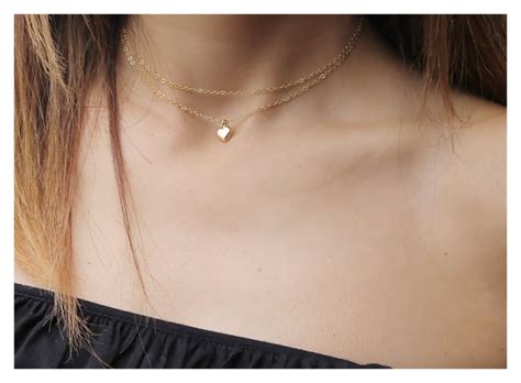 Double Layered Choker Gold Silver Choker Choker Necklace Etsy Canada