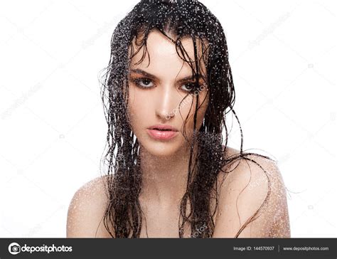 Beauty Woman With Wet Hair And Natural Makeup Stock Photo Denismart