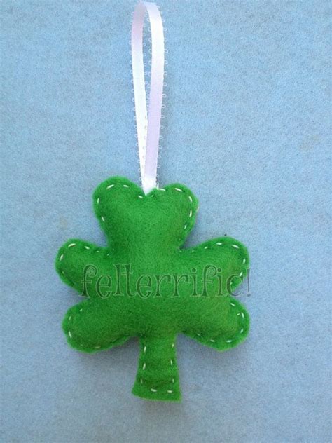 Set Of 7 St Patricks Day Felt Shamrock Ornament By Felterrific Faux