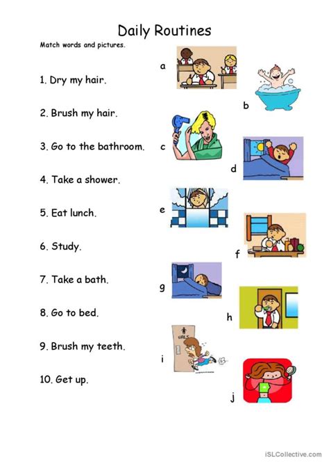 Daily Routines 1 Match English ESL Worksheets Pdf Doc