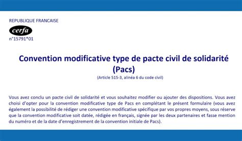 Cerfa 1572602 Convention Type De Pacte Civil De Solidarité Pacs