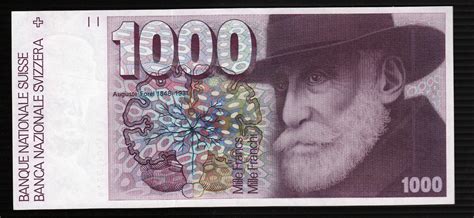 Currency Of Switzerland 1000 Swiss Francs Banknote Auguste Henri Forel
