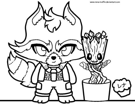 Rocket Y Bebé Groot Para Colorear Imprimir E Dibujar Coloringonlycom