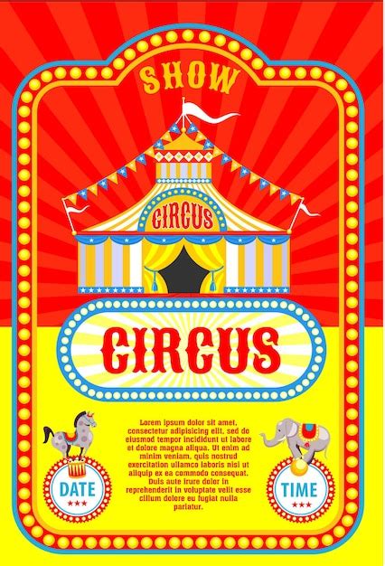 Zirkus Plakat Zirkuszelt Ausgebildete Tiere Premium Vektor