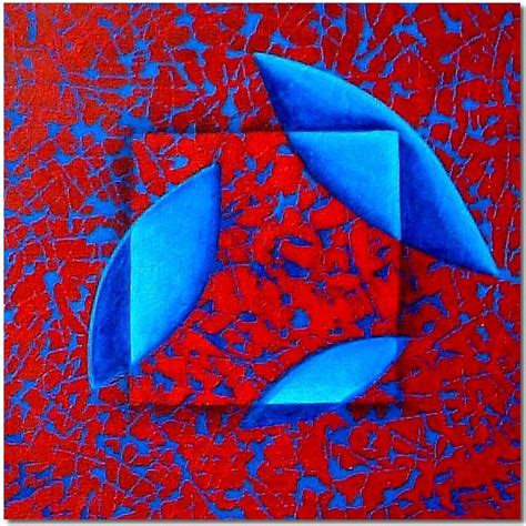 Red And Blue Layers Abstract Painting By Elin Bjorsvik Original