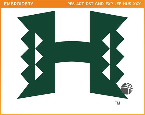 Hawaii Warriors College Sports Embroidery Logo In 4 Sizes