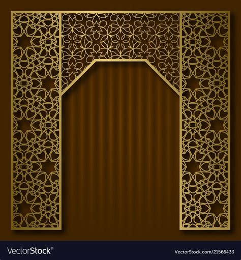 Traditional Background Golden Arched Frame Vector Image Arabian Decor