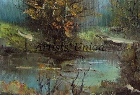 Autumn Landscape River Original Oil Painting Impasto European Artist