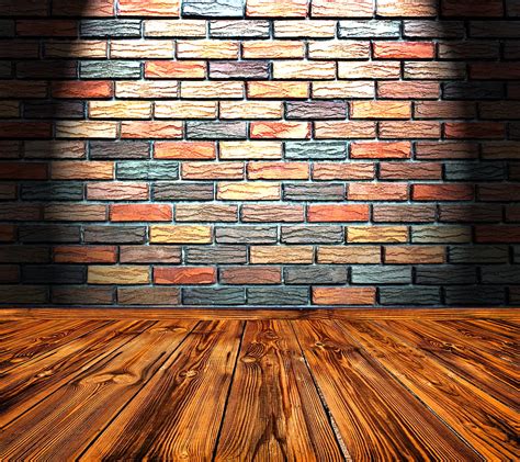 Brick Wall 2 Floor Hardwood Room Spotlight Wood Hd Wallpaper Peakpx