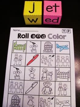 Free printables and learning activities. Short E CVC Words Roll Literacy Centers (Short Vowel Games) by Miss Giraffe
