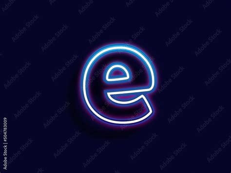 Neon Alphabet Letter E Sign Blue Color Style Vector Illustrator Stock