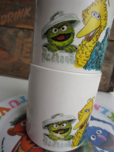 Vintage 1977 Sesame Street Cups And Plates Abc Muppets Inc