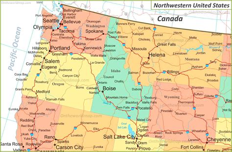 Northwest Usa Map With Cities Map