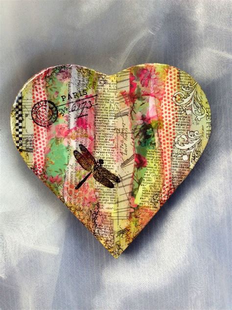 Mixed Media Heart Art By Kristin Hyde Heart Art Heart Wall Art