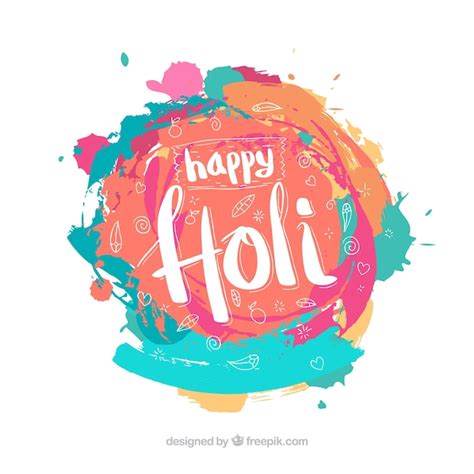 Free Vector Happy Holi Background With Lettering