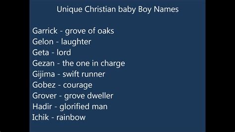 Baby boy names that are not unique and have cool meanings. Unique Christian Baby Boy names - YouTube
