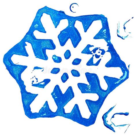 Snowflake Winter Crystal Print With Acrylic Paint Snow Ice Frost Stock