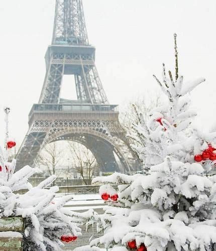 The Eiffel Tower Covered In Snow At Christmas Paris