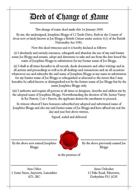 Deed Poll Name Change Letter Template Letter Templates Deed Poll