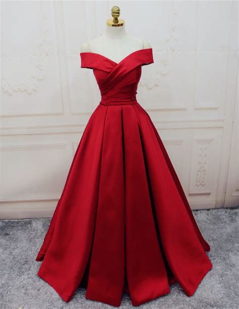 Sexy Off Shoulder Sleeves Red Prom Dresssexy Red Evening Dress