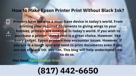 Ppt How To Make Epson Printer Print Without Black Ink Powerpoint