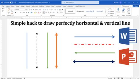 Ms Word And Powerpoint Hack To Draw Perfectly Horizontal And Vertical