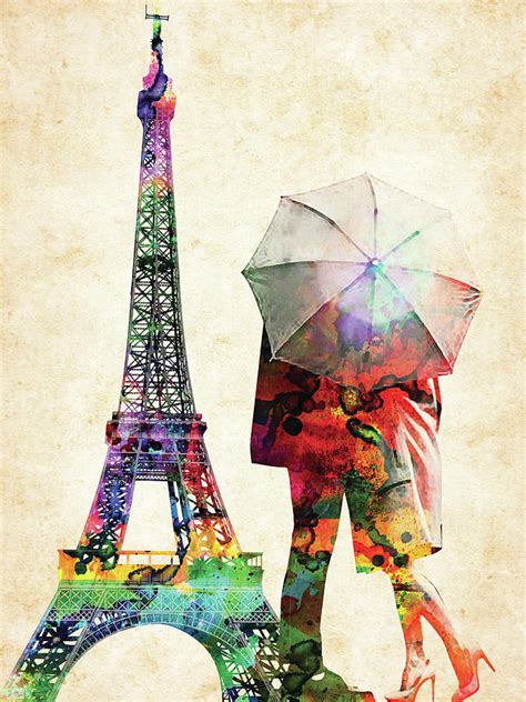 Eiffel Tower And Lovers Colorful Watercolors Digital Art By Mihaela Pater
