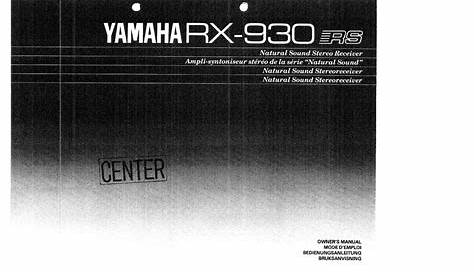 YAMAHA RX-930 OWNER'S MANUAL Pdf Download | ManualsLib
