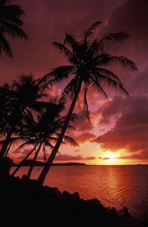 Tumon Bay Us Territory Of Guam South Pacific Sunset Near The