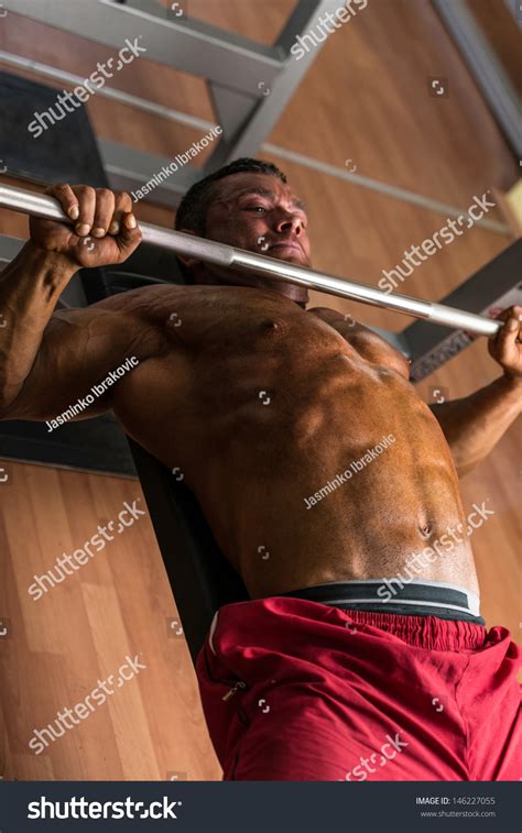 Shirtless Bodybuilder Doing Bench Press Chest Stock Photo Shutterstock
