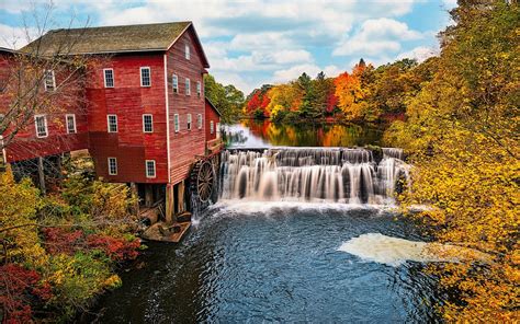 Wallpaper Usa Wisconsin Water Mill River Waterfalls